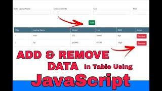 HOW TO ADD AND REMOVE RECORDS FROM TABLE IN JAVASCRIPT | ADD & REMOVE OBJECTS FROM ARRAY OF OBJECT