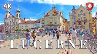 SWITZERLAND LUCERNE  Stroll along Central Streets & Lucerne's Embankment / Summer walking tour 4K