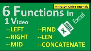 Left, Right, Mid, Len, Find and Concatenate Function