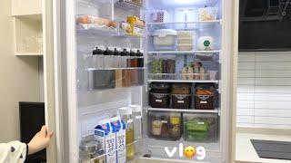 ENG) A Korean Vlog living alone, organizing a single-person household refrigerator + Q&A + cooking