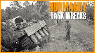 #3 D-Day Normandy Destroyed German and Allied tanks and vehicles footage.