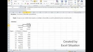 Excel Sumifs visible (filtered) data