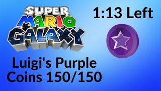 Super Mario Galaxy HD - Luigi's Purple Coins All 150 Coins (1:13 Left)