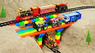 diy tractor mini truck to making modern concrete road & lego bridge construction science project