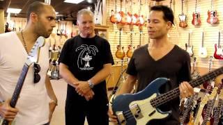 Guy Pearce with a 1963 Fender Precision Bass at Norman's Rare Guitars