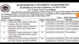 Kuk Bed Datesheet 2023, Bed Datesheet 2023, Bed 2nd Year, Bed Pratical Examination