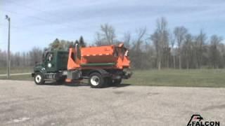 Falcon Hook Lift Asphalt Recycler / Asphalt Hot Box Reclaimer Loading and Unloading Demonstration