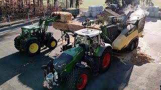 Krone Premos 5000 an einem Fendt 1050  im stationären Einsatz