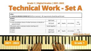 Technical Work Set A | Digital Exams | Trinity Piano Grade 1 | April 2023 Onwards