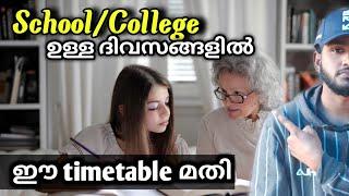 Best Timetable for School/college days || Malayalam timetable || Study tips || SSLC,+2,+1, COLLEGE