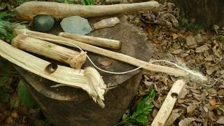 Bow-drill fire with stone tools- Tropical survival skills