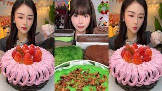 Asmr Satisfying || Eating Cake Mukbang Korean  Mukbang Cake Mathca And Chaoklet #asmreating #cake