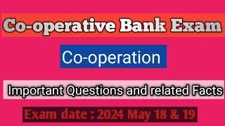 Co-operative Bank Exam/Co-operation/ Important questions/Assistant Secretary/ junior Clerk Exam