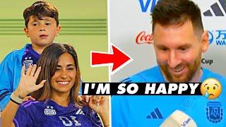 Lionel Messi reaction  to Antonela and Mateo celebrate his goal vs Australia