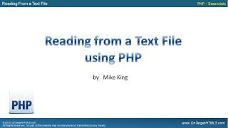 31100 - Using PHP to Read from a Text File