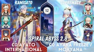 C0 Ayato International & C0 Ayaka Freeze | Spiral Abyss 2.8 Floor 12 - 9⭐