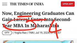 Breaking News! Direct entry into Second year MBA! for Engineers BBA Graduates!! MBQ in Maharashtra