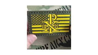 Chi Rho Christogram Jesus Christ in America Flag Laser Patch