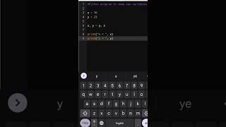 Python Swap two variables Program | Coding on mobile | Swap two variables or numbers #short #viral