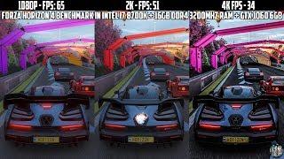 Forza Horizon 4 |Benchmark| 4K VS 2K VS 1080p VS 720p Framerate Test in Intel i7 8700K + 1060 6GB 4K