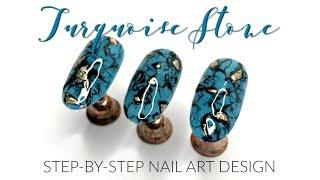 Turquoise Stone Effect Nail Art