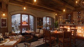 Ski Resort Caf'e Winter Ambience  Coffee Shop Sounds No Music | Chatter, Page Turning And More.