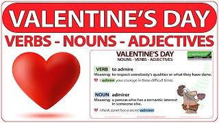 Valentine's Day Verbs Nouns Adjectives in English ️ Learn English Vocabulary about Valentine's Day