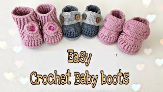 Easy Crochet Baby Booties Tutorial/Crochet Baby Shoes #diy