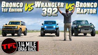 Does The New Bronco RAPTOR Have What It Takes to Demolish The HEMI V8 Jeep Wrangler In a Drag Race?