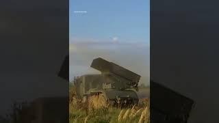 9A-53 Tornado rocket artillery fire , Tornado is the newest rocket artillery made in Russia