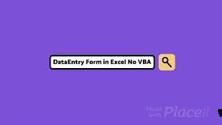 Data Entry Form in Excel