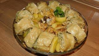 Кавказский хинкал с куриным мясом. Простой хинкал с курицей.