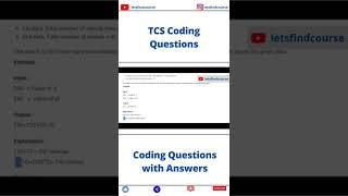 TCS Coding Questions with Answers #shorts #coding