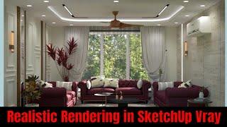 How to use V-ray Dome Light. | Realistic rendering in sketchup vray | Sketchuphindi interior|