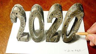 Happy New Year 2020 - Drawing 2020 - How to Draw Number 2020 - By Vamos