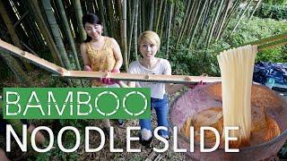 Bamboo noodle slide!!! Summer fun in Japan! (Subtitled!)