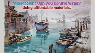 Watercolor Boat painting "Can you control Water? Using affordable YARKA paints #GibPal