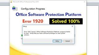How to FIX | Error 1920 | Office Software Protection Plateform Failed to Start | MS Office 10