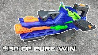 Hopper Foam Dart MACHINE GUN!! 2019 Dart Zone Destructor Blaster Review | Walcom S7