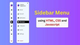 Sidebar Menu in HTML CSS & JavaScript | Vertical Menu bar