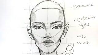 Female Fashion Face Tutorial-Fashion sketch tutorial by ZEYNEP DENIZ