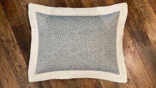 Pillow or sham with contrast mitered flange border