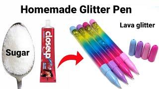How to make Unicorn Liquid Pen/Lava Glitter Pen/How to make Glitter pen/DIY glitter pen/Homemade Pen