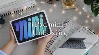 iPad mini 7 A17 Pro Aesthetic Unboxing+Accessories Setup | logitech(logicool)|screen protector/ASMR