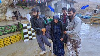 A surprise storm in Amir's cave, trapping the grandmother in a terrible lightning storm