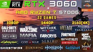 RTX 3060 12 GB + AMD Ryzen 7 5700g | 22 GAMES at 1080p 1440p 2160p | DSR - PART 1