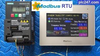 Proface HMI "Modbus RTU" Sinamics V20 Tutorial