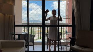 CLEANING THE WINDOW IN A WHITE TRANSPARENT DRESS (PART 3)