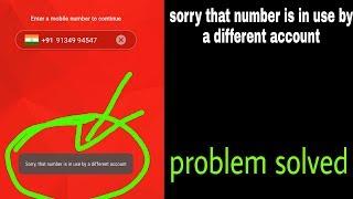 sorry that number is in use by a different account (mCent browser) problem solved