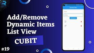 #19 || Add/Remove Dynamic Items From ListView In Flutter with Cubit || Flutter Bloc & Cubit Tutorial